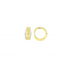 Fashion Hoop Huggies Bali Earrings Yellow Gold Plated 2 line design zircon stone